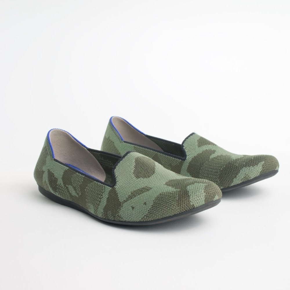 ROTHY'S The Loafer Olive Camo Ballet Flat Slip-on Shoe Size 7